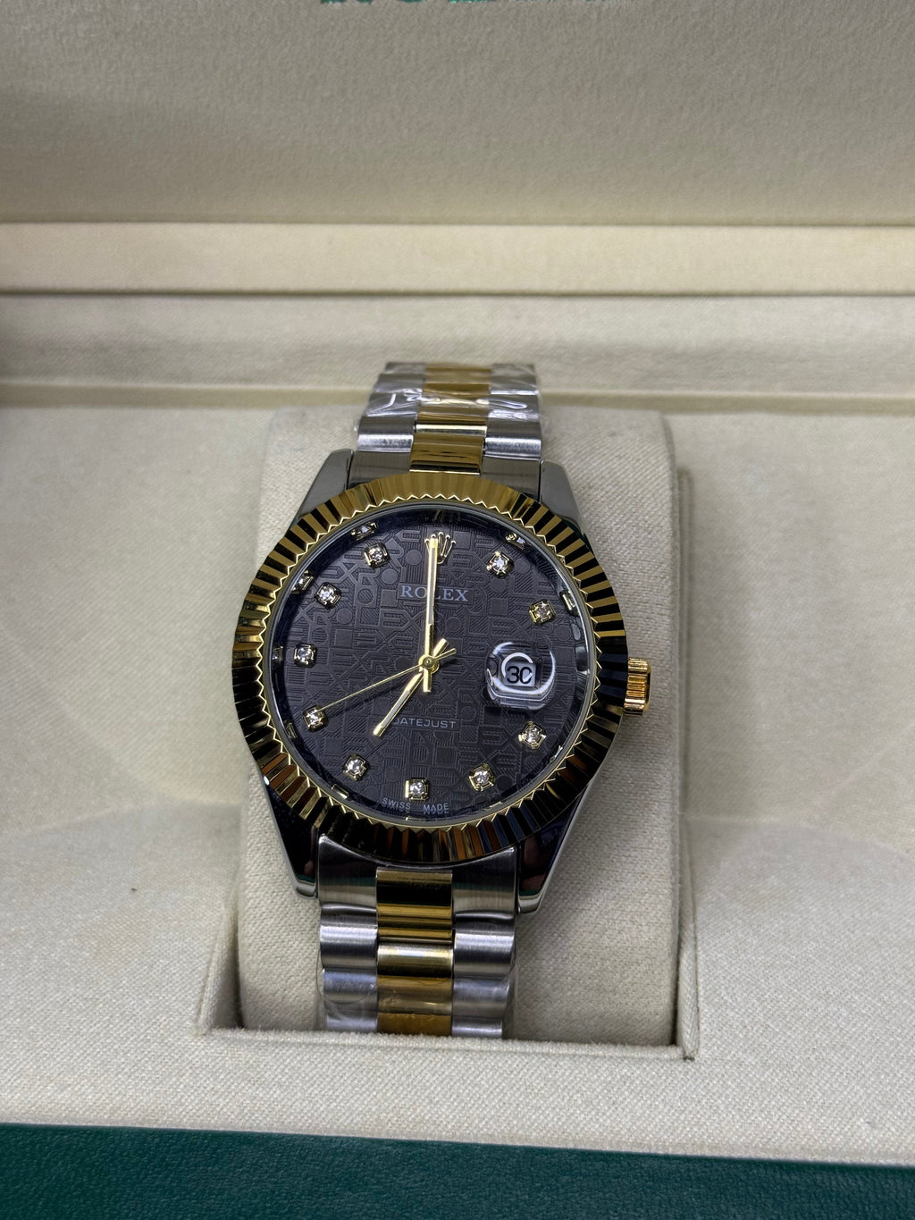 Rolex Oyster Perpetual | Double Tone Chain Black Dial | Premium Quality